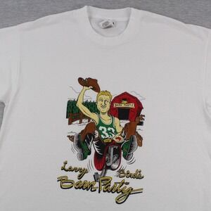 Larry Bird's Barn Party T-Shirt Mens Size XL White Cotton Fruit Of The Loom